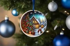Christmas Night Round Cute Ornament Product Image 4