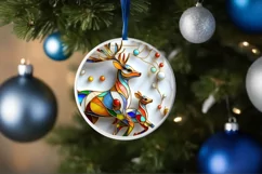 Christmas Round Reindeer Animal Ornament Sublimation Product Image 4