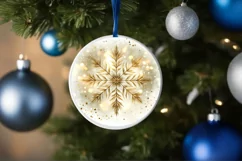 Snow Flake Christmas Round Cute Ornament Sublimation Product Image 4