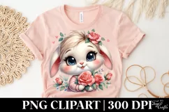 Baby Bunny Rose Flower, Clipart |T-shirt, Mug PNG Product Image 5