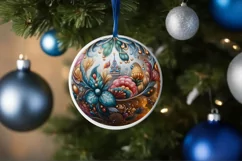 Silent Night Christmas Round Cute Ornament Sublimation Product Image 4