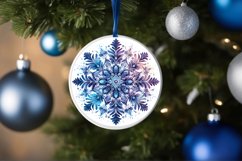 Snow Flake Christmas Round Cute Ornament Sublimation Product Image 4