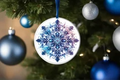 Snow Flake Christmas Round Cute Ornament Sublimation Product Image 4
