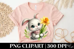 Easter Bunny with Scarf holdina a Flower, Clipart |T-shirt, Product Image 5
