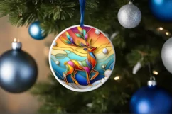 Christmas Round Cute Rein Deer Ornament Sublimation Product Image 4