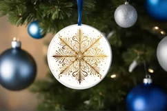 Snow Flake Christmas Round Cute Ornament Sublimation Product Image 4