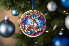 Christmas Round Cute Reindeer Ornament Sublimation Product Image 4