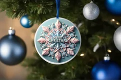 Snow Flake Christmas Round Cute Ornament Sublimation Product Image 4