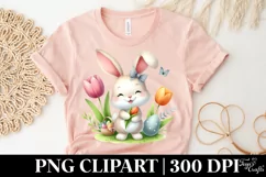 Smiling Easter Bunny Egg Flower, Clipart |T-shirt, Mug PNG Product Image 5