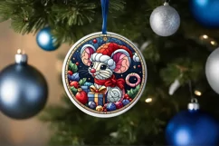 Stained Glass Christmas Round Ornament Sublimation Product Image 4