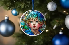 Stained Glass Christmas Round Ornament Sublimation Product Image 4
