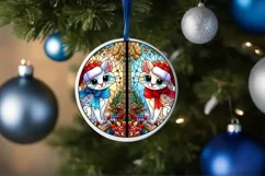 Stained Glass Christmas Round Ornament Sublimation Product Image 4