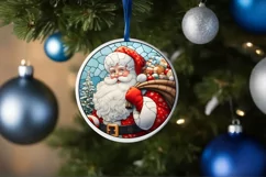 Stained Glass Christmas Round Ornament Sublimation Product Image 4