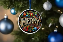 Stained Glass Christmas Round Ornament Sublimation Product Image 4