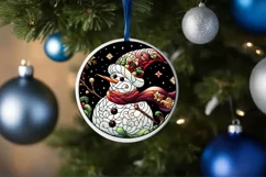 Stained Glass Christmas Round Ornament Sublimation Product Image 4