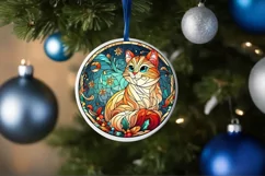 Stained Glass Christmas Round Ornament Sublimation Product Image 4