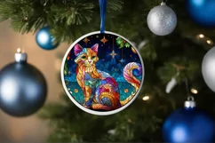 Stained Glass Christmas Round Ornament Sublimation Product Image 4