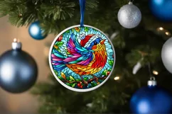 Stained Glass Christmas Round Ornament Sublimation Product Image 4