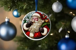 Stained Glass Christmas Round Ornament Sublimation Product Image 4