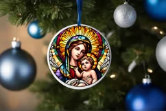 Stained Glass Christmas Round Ornament Sublimation Product Image 4