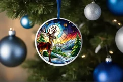 Stained Glass Christmas Round Ornament Sublimation Product Image 4