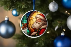 Stained Glass Christmas Round Ornament Sublimation Product Image 4