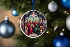 Stained Glass Christmas Round Ornament Sublimation Product Image 4