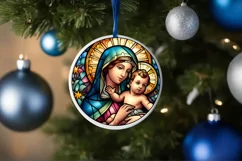 Stained Glass Christmas Round Ornament Sublimation Product Image 4