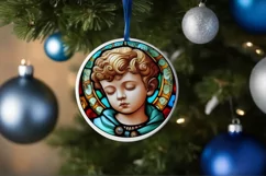 Stained Glass Christmas Round Ornament Sublimation Product Image 4