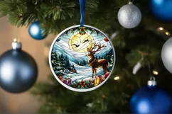 Stained Glass Christmas Round Ornament Sublimation Product Image 4