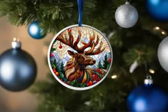Stained Glass Christmas Round Ornament Sublimation Product Image 4