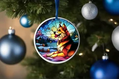 Stained Glass Christmas Round Ornament Sublimation Product Image 4