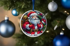 Stained Glass Christmas Round Ornament Sublimation Product Image 4