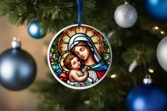 Stained Glass Christmas Round Ornament Sublimation Product Image 4