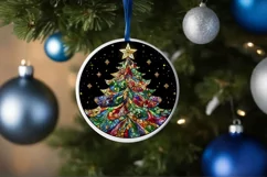 Stained Glass Christmas Round Ornament Sublimation Product Image 4