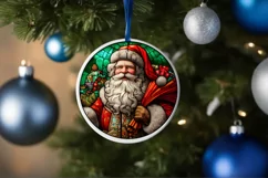 Stained Glass Christmas Round Ornament Sublimation Product Image 4