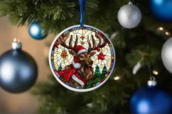 Stained Glass Christmas Round Ornament Sublimation Product Image 4