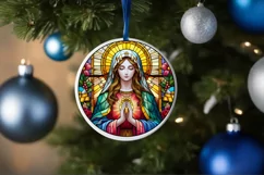 Stained Glass Christmas Round Ornament Sublimation Product Image 4
