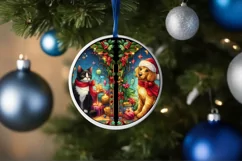 Stained Glass Christmas Round Ornament Sublimation Product Image 4