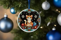 Stained Glass Christmas Round Ornament Sublimation Product Image 4