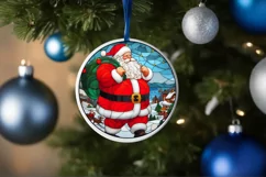 Stained Glass Christmas Round Ornament Sublimation Product Image 4