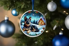 Stained Glass Christmas Round Ornament Sublimation Product Image 4