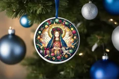 Stained Glass Christmas Round Ornament Sublimation Product Image 4