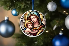 Stained Glass Christmas Round Ornament Sublimation Product Image 4