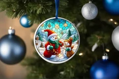 Stained Glass Christmas Round Ornament Sublimation Product Image 4