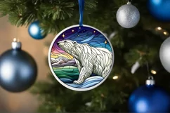 Stained Glass Christmas Round Ornament Sublimation Product Image 4