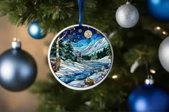Stained Glass Christmas Round Ornament Sublimation Product Image 4