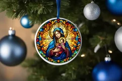 Stained Glass Christmas Round Ornament Sublimation Product Image 4