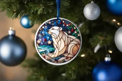 Stained Glass Christmas Round Ornament Sublimation Product Image 4