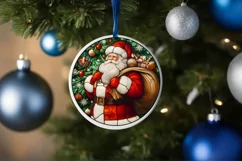 Stained Glass Christmas Round Ornament Sublimation Product Image 4